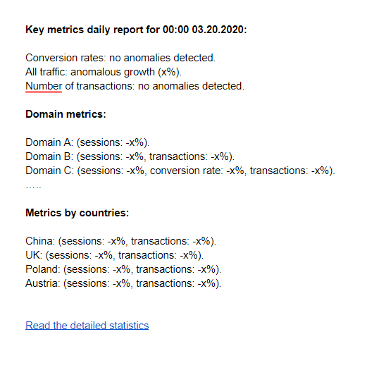um relatório de e-mail automatizado