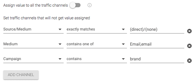 指定不参与评估的渠道