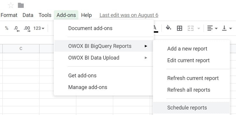 レポートのスケジュール