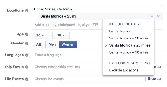 Demografia de anúncios do Facebook