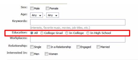 Filtre o público por educação nos anúncios