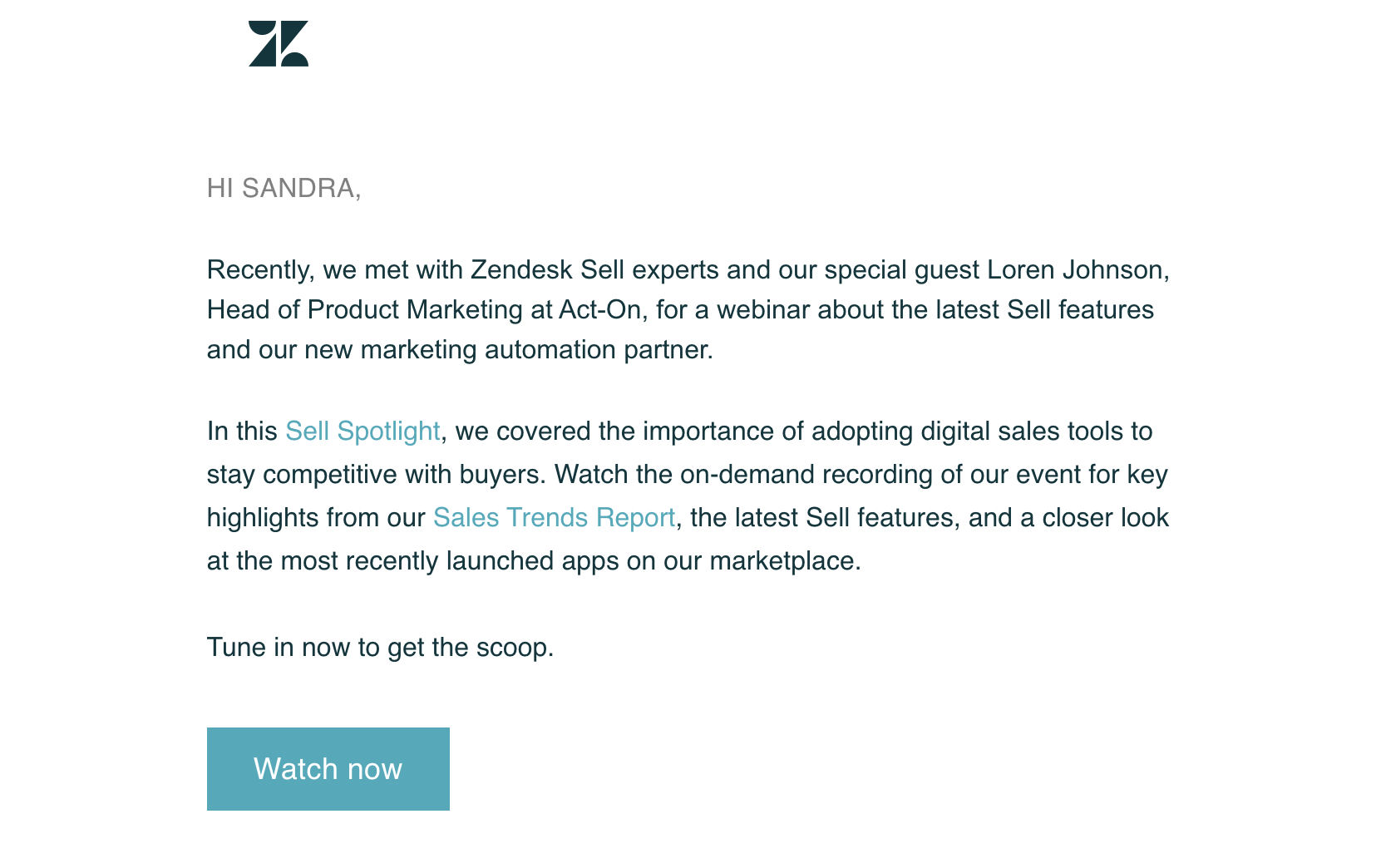 scrierea e-mailurilor de marketing Zendesk