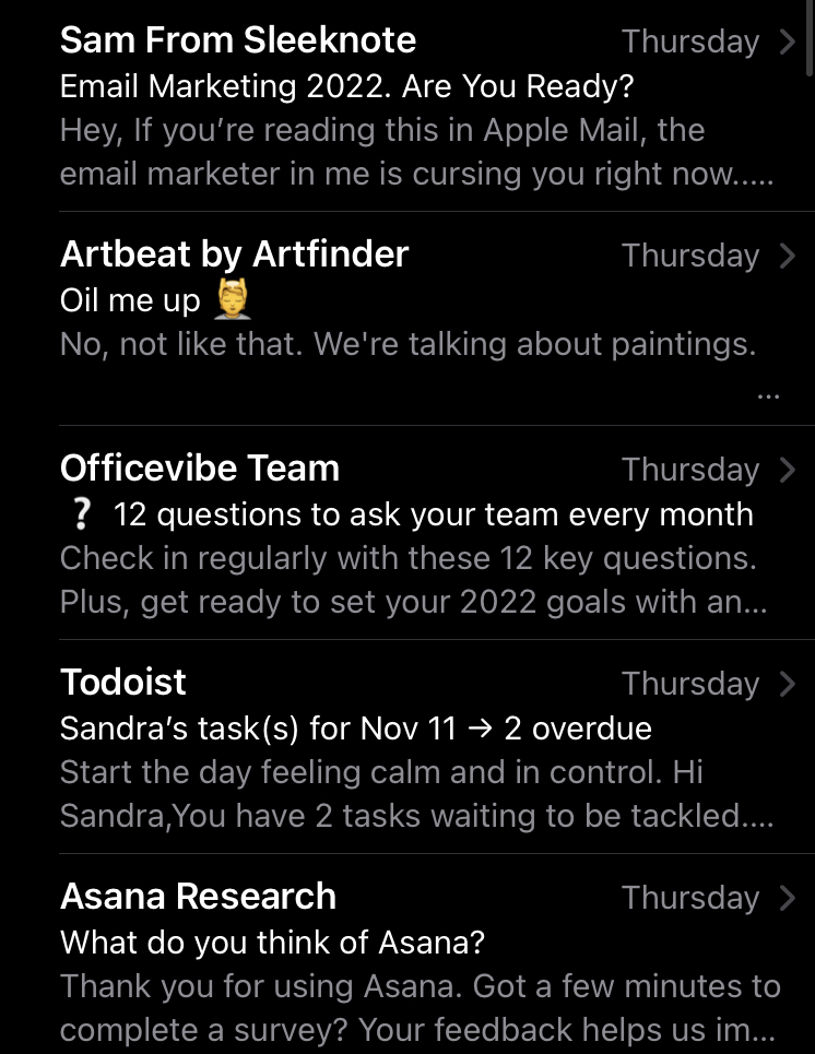 textul din preheader pe dispozitivele mobile