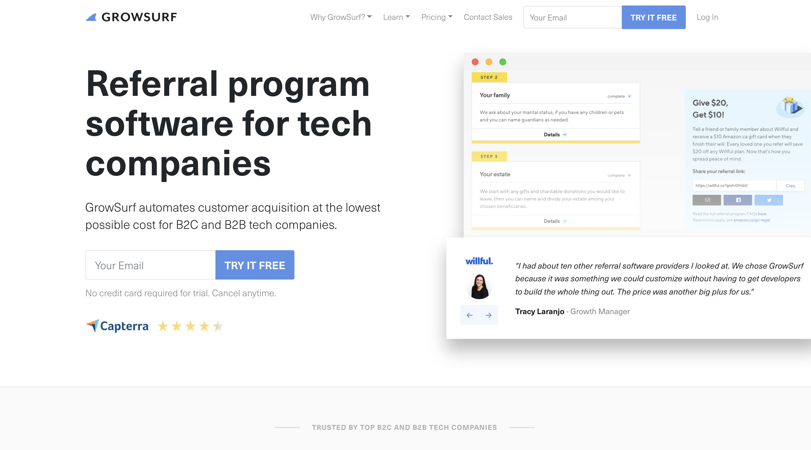 Software de referência Growsurf