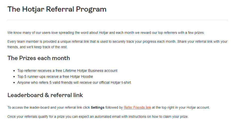 Programul de recomandare Hotjar