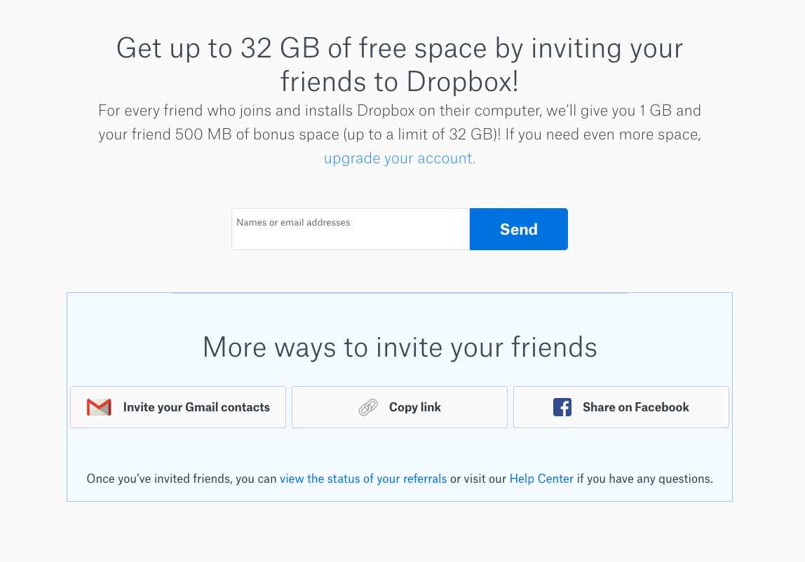 Ciclo de referência do Dropbox
