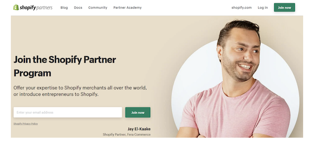 programa de parceiros shopify