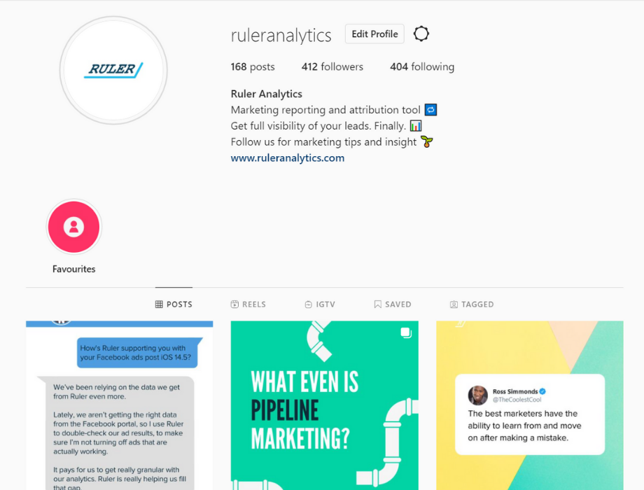 suivi du trafic instagram dans google analytics - capture d'écran d'instagram d'analyse de la règle