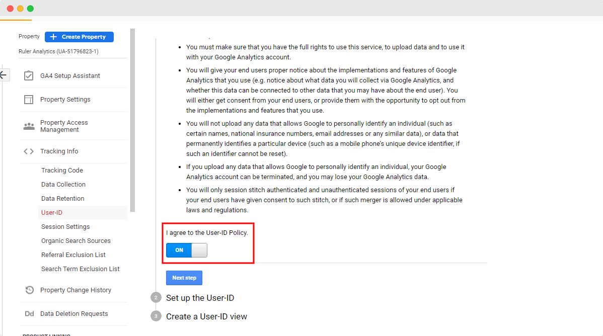 Google Analytics-Benutzerverfolgung – Schritt 3 – www.ruleranalytics.com