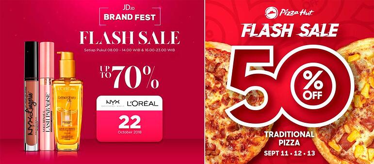 Ventas flash en la tienda online de L'Oreal y Pizza Hut