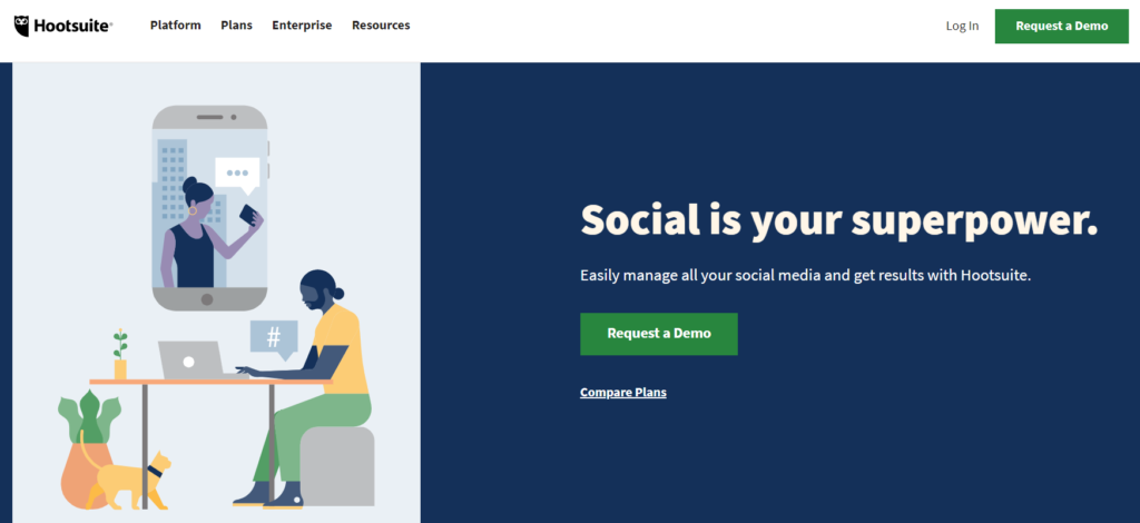 用於社交媒體管理的 hoosuite b2b 營銷工具