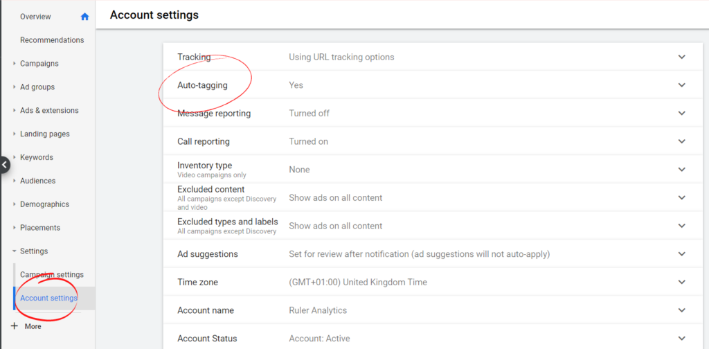gclid ตั้งค่าการติดแท็กอัตโนมัติ