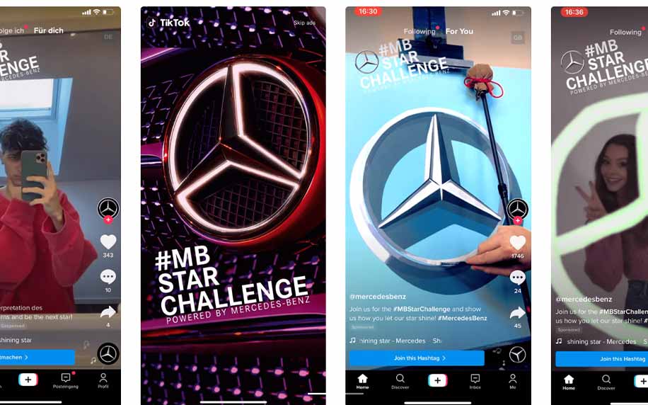 una selezione di scatti tiktok dall'acquisizione del marchio mercedes