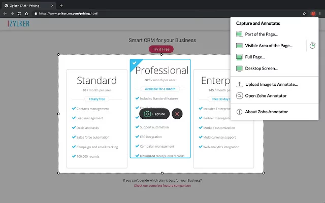Zohoアノテーターのスクリーンショット