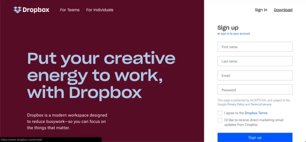 Dropboxのスクリーンショット