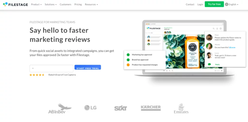 Filestageウェブサイトマーケティングチーム