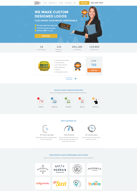 หน้า Landing Page ออกแบบโลโก้
