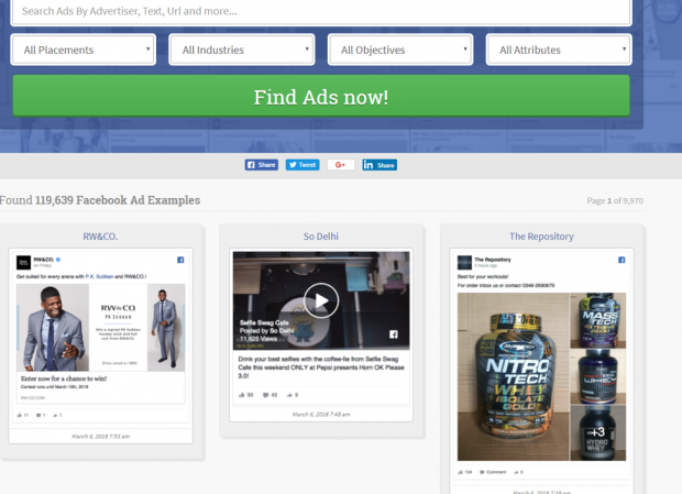 Galeria de anúncios para ver anúncios de concorrentes