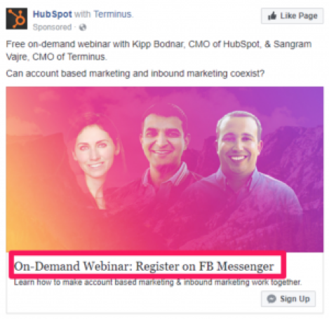 captură de ecran pentru anunțuri hubspot