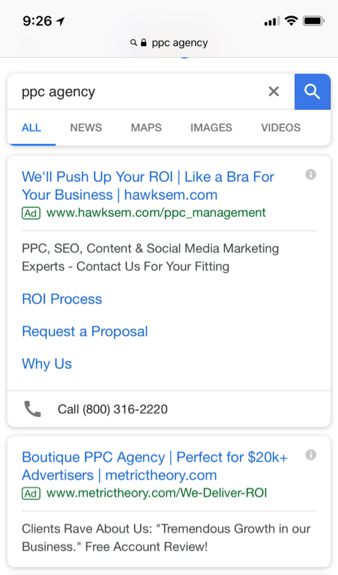 グーグルモバイル広告のスクリーンショット
