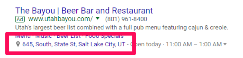 AdWords広告のスクリーンショット