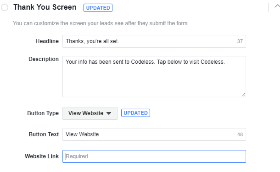 ありがとう画面のスクリーンショット