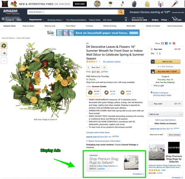 Produktdisplay-Anzeigen auf Amazon