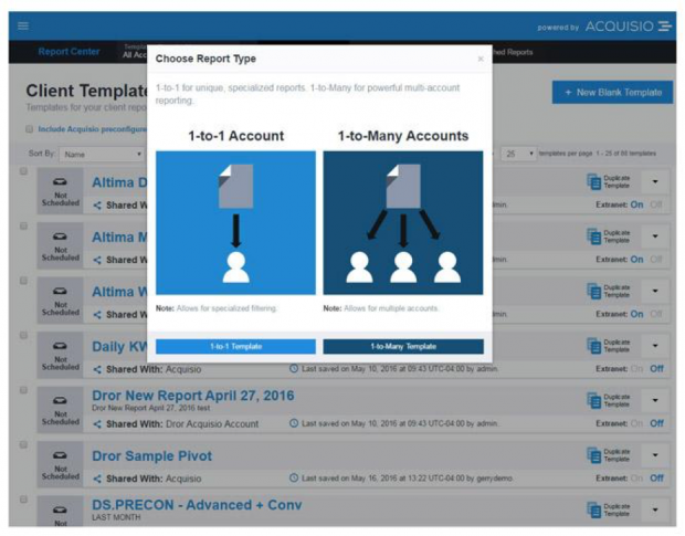 option de rapport acquisio un à plusieurs ppc