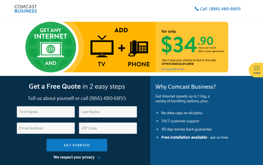 screenshot di comcast