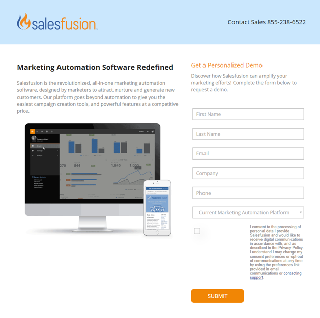 pagina di destinazione salesfusion