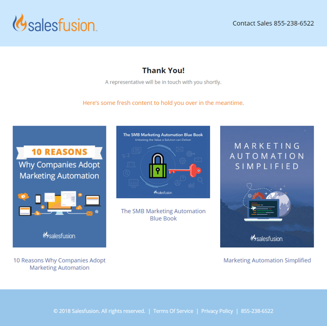 pagina di destinazione salesfusion