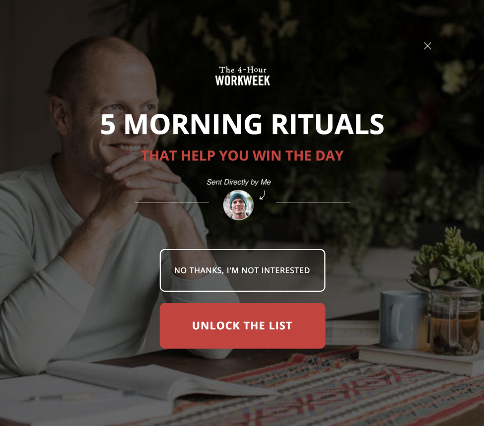 Esempio CTA tim ferriss