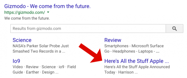 Os sitelinks orgânicos podem mudar de pesquisa para pesquisa