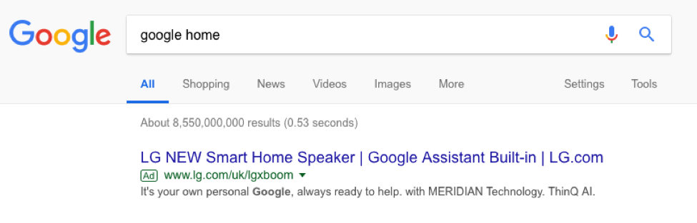 google home serp