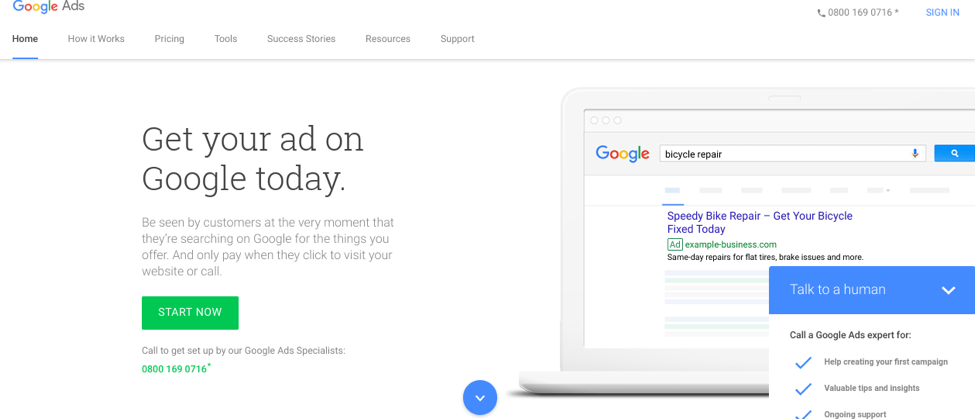 ภาพหน้าจอของโฆษณา Google