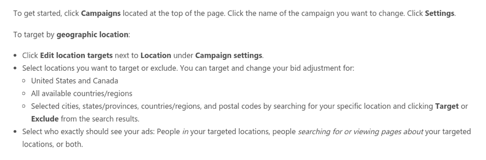 instruções do bing
