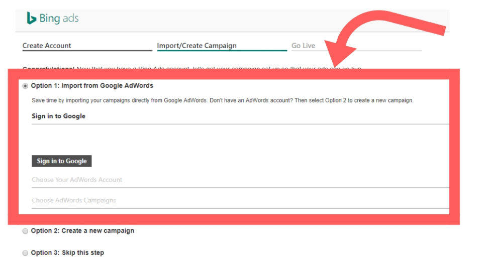 captura de tela do sistema bing ads