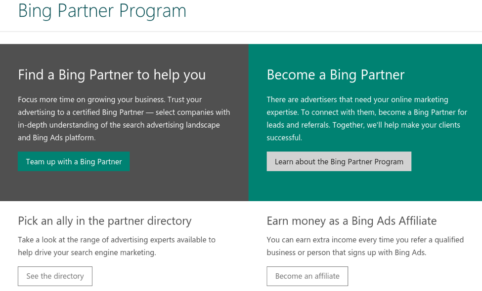 programa de parceiros bing