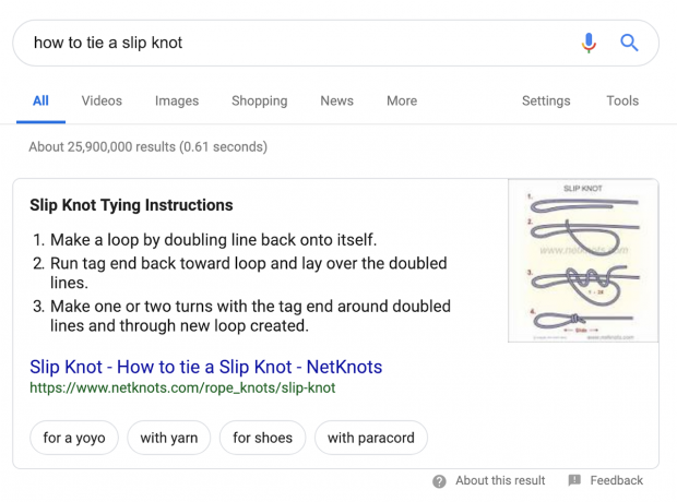 Um exemplo de resposta avançada ou fragmento rico