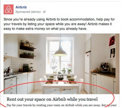 إعلان على موقع airbnb على فيسبوك