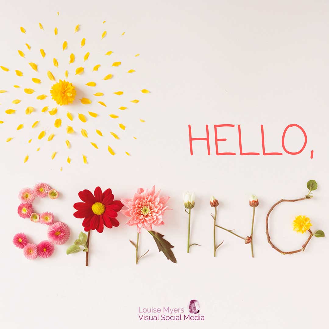 สวัสดีฤดูใบไม้ผลิสะกดด้วยดอกไม้ที่มีกลีบดอกสีเหลือง