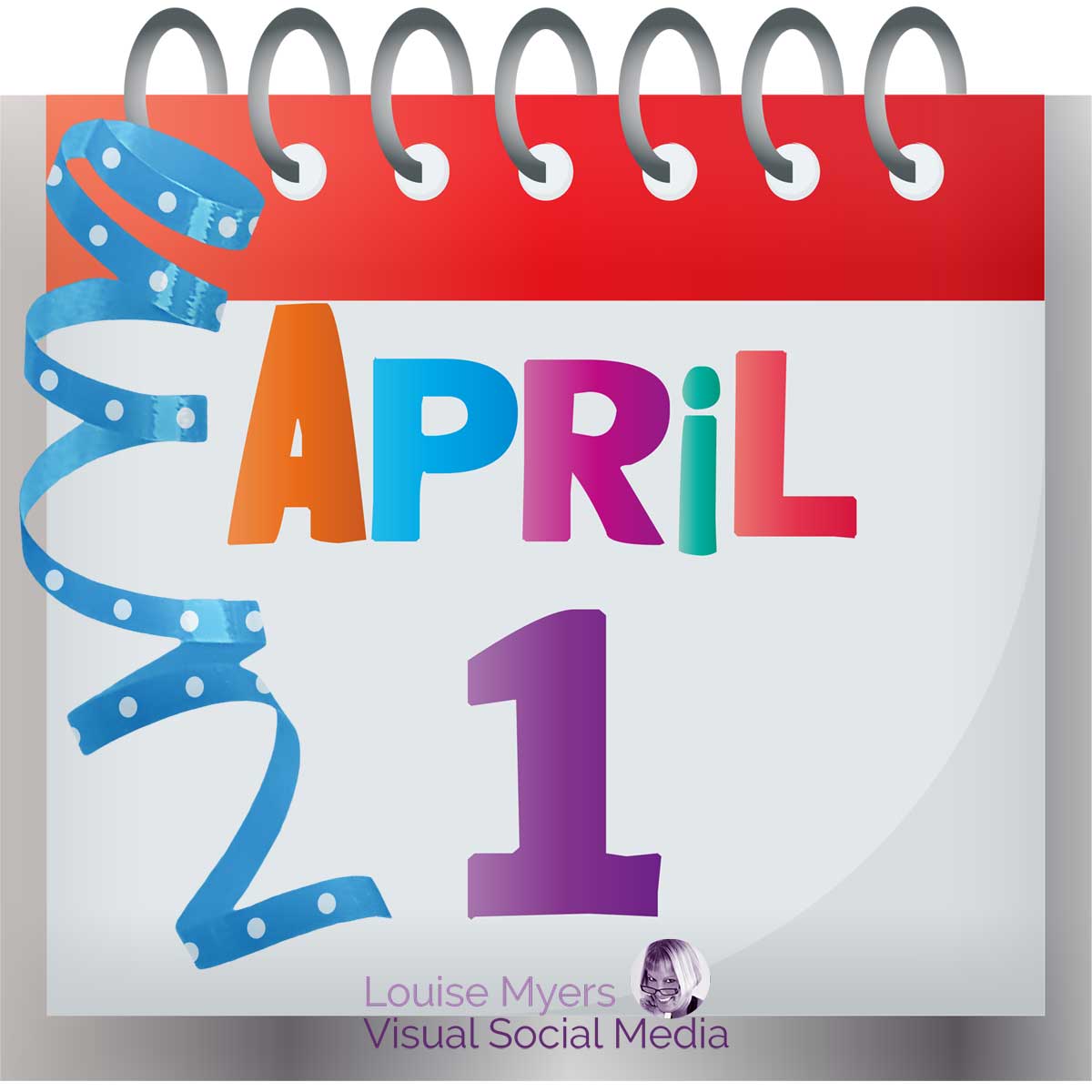 Pagina del calendario del 1 aprile con streamer a cavatappi.