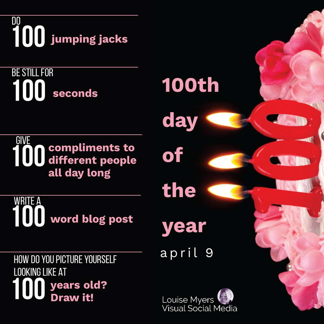 เค้กสีชมพูกับเทียน 100 เล่มบอกว่า 9 เมษายนเป็นวันที่ 100 ของปี