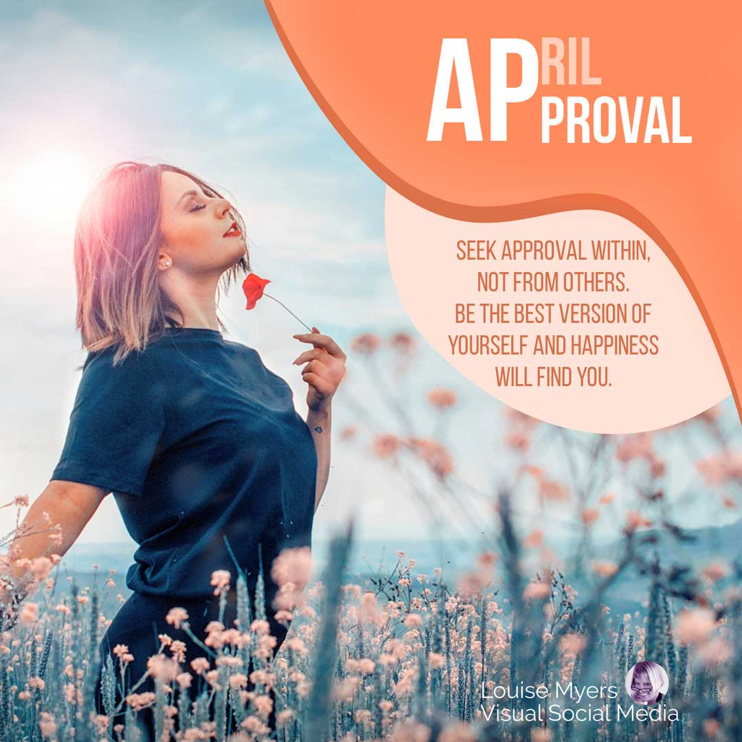 ผู้หญิงในทุ่งดอกไม้พูดว่าขอความเห็นชอบจากภายใน