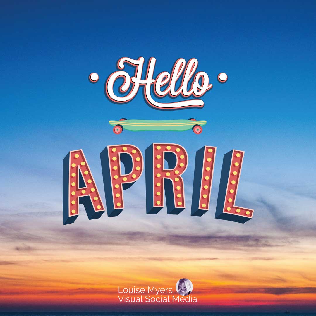 ภาพพระอาทิตย์ตกพูดว่าสวัสดีเดือนเมษายนในรูปแบบแฟนซี