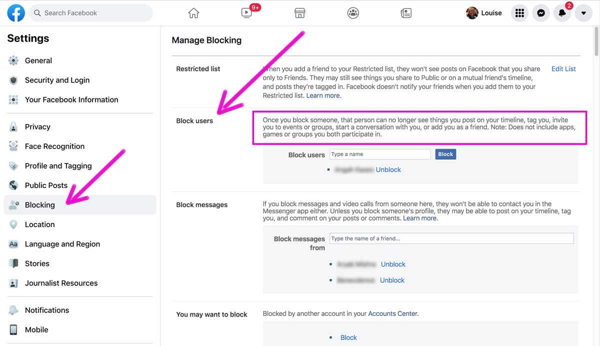 จะบล็อกและปลดบล็อกผู้ใช้ Facebook ได้ที่ไหน