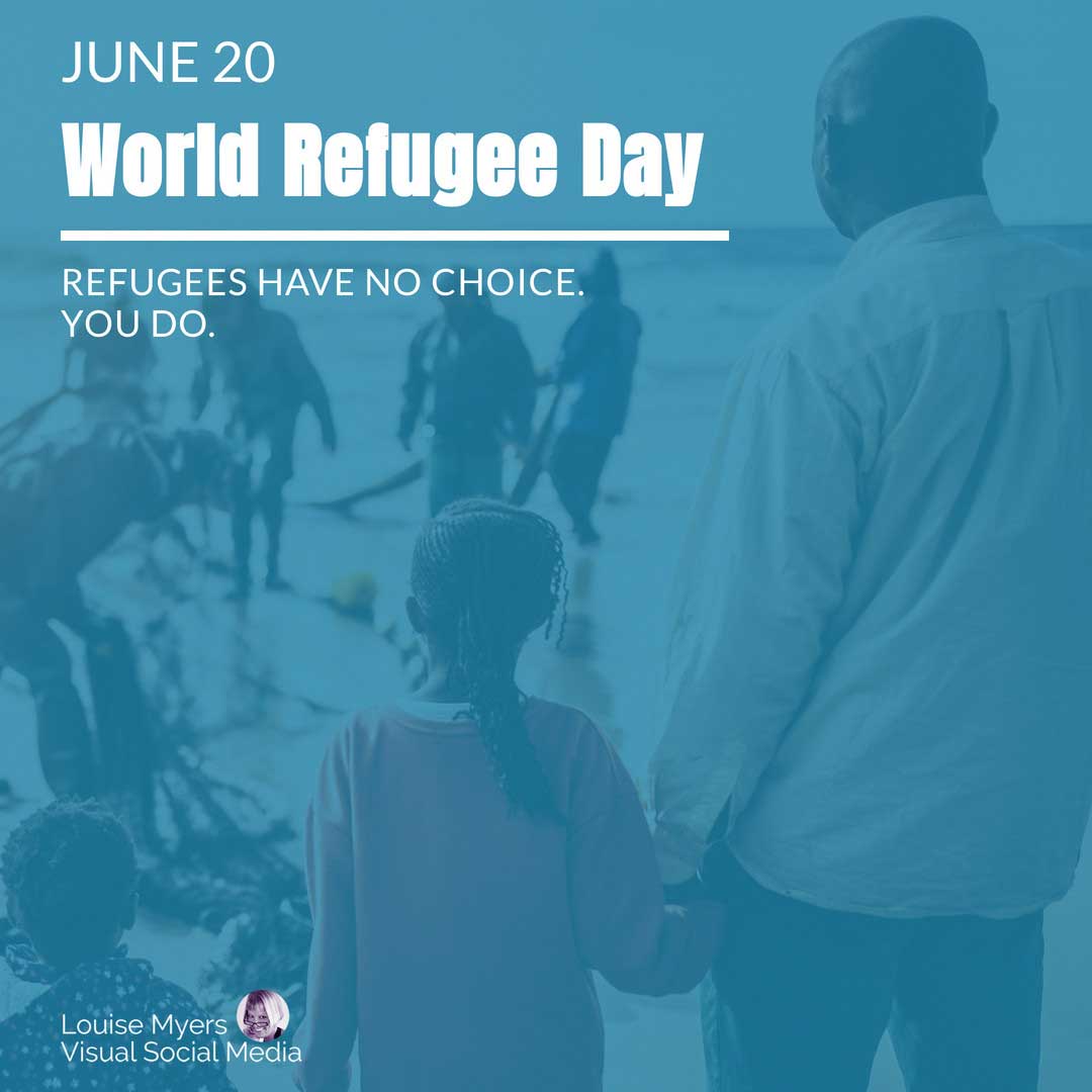 la sovrapposizione blu sulla barca dice la giornata mondiale dei rifugiati.