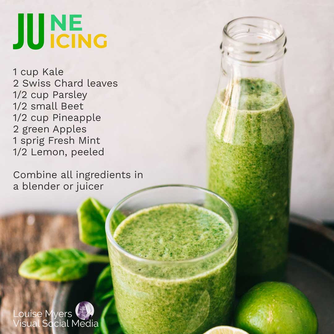 frullato verde con lime e menta dice juicing di giugno con ricetta.
