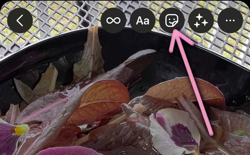 Aufklebersymbol für Instagram-Geschichten hinzufügen.
