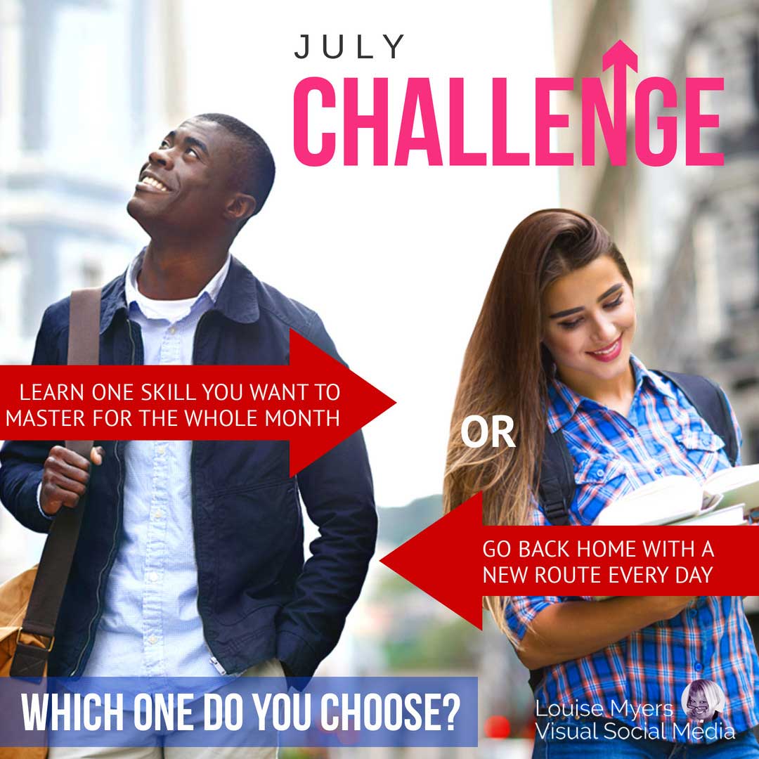 foto pria dan wanita di jalan kota menawarkan tantangan juli.